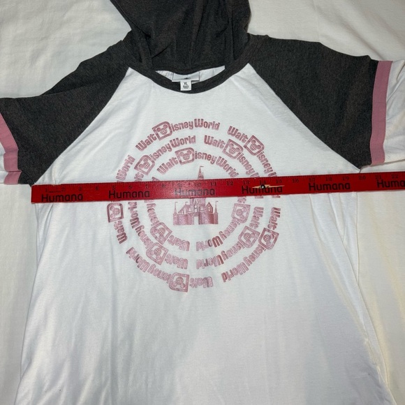Walt Disney World Pink Gray Ragland Hoodie Shirt  XL Mickey Mouse Lightweight - Picture 8 of 8